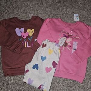 Garanimals Maroon and Pink Heart Pajama Set